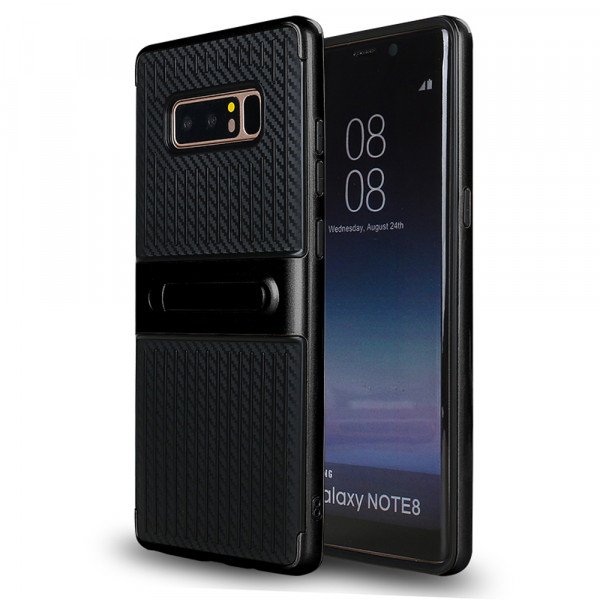 Wholesale Galaxy Note 8 Slim Fit Kickstand Hybrid Case (Black)